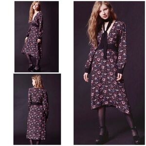 NWT For Love & Lemons X UO Floral Retro Cottagecore Tied Bow Neck Midi Dress M‌‍